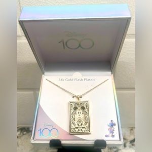 Disney Celebrating 100 14k Gold Flash Plated Mickey Mouse Necklace NIB